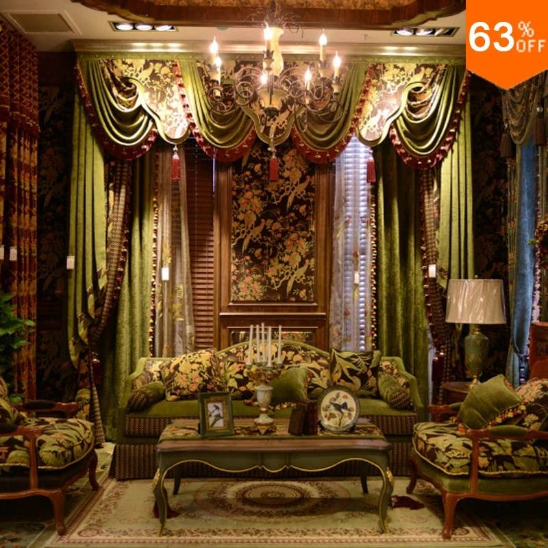 The Secret Garden luxurious Hook style valance curtains for living room curtains Hall window valance Green palace Hotel Curtain The Secret Garden luxurious Hook style valance curtains for living room curtains Hall window valance Green palace Hotel Curtain