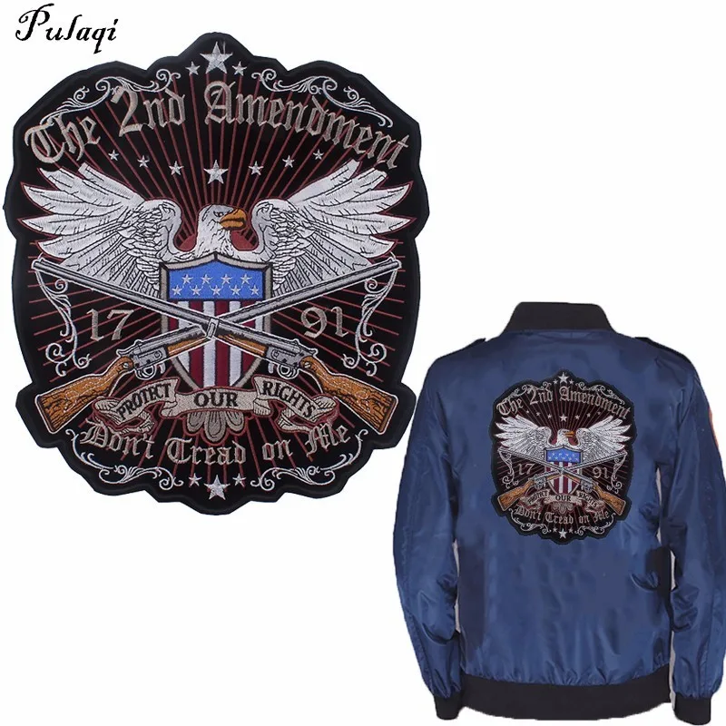 

Pulaqi Protect Our Rights Patches for Clothing Iron On Eagle Appliques Big Biker Patch Sew On Jackets Stickers Cool Parches H