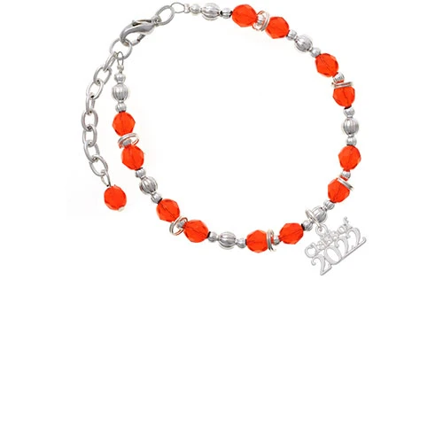 Silvertone Class of 2022 Orange Beaded Bracelet |
