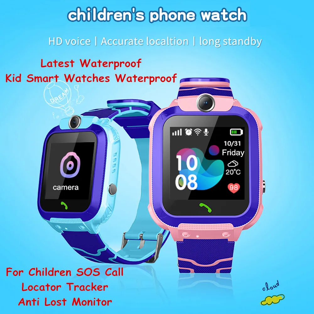 

KEBIDU Waterproof Kid Children Smart Phone Watch Support SIM Card SOS Call Location Finder Locator Tracker Anti Lost Monitor