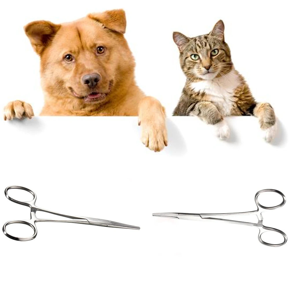 

Hemostatic Forceps Tweezers Straight / Curved Pet Medical Pet Pliers Stainless Steel Needle Holder Clamp For Pet Hair