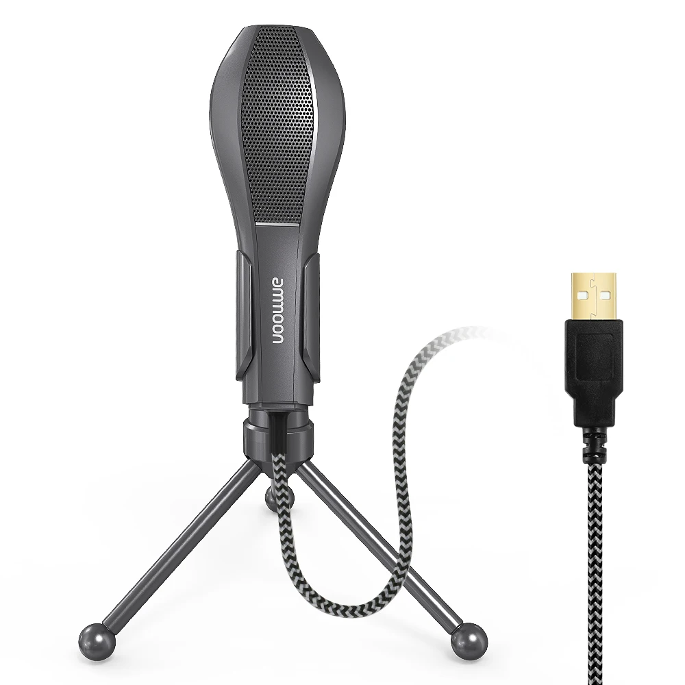 

ammoon USB Wired Condenser Microphone Mic with Desktop Tripod Stand for PC Laptop Playing Games Computer Studio Recording