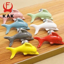 KAK ceramiczne Dolphin gałki do szuflady 3D Cartoon gabinet gałki do szafek moda dzieci gałki do szafki meble pokojowe uchwyt sprzętu