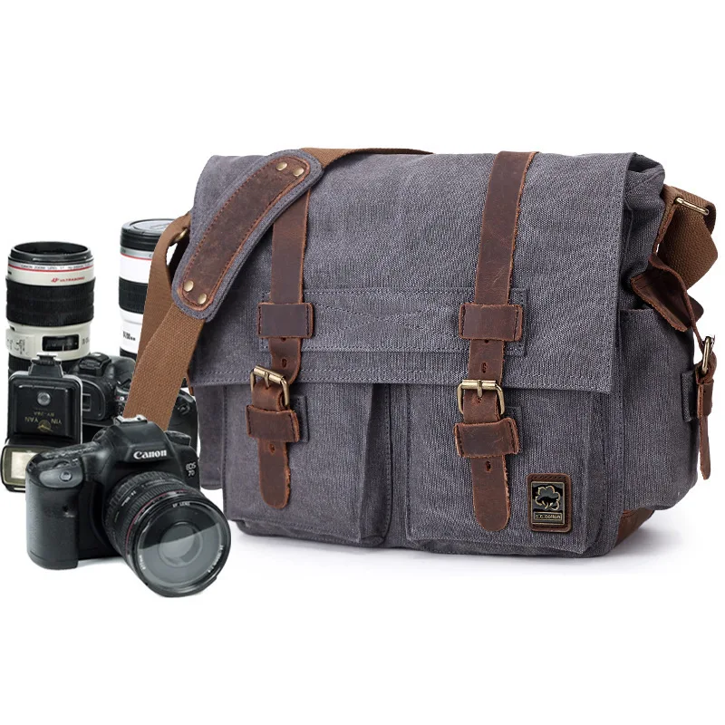 

Fashion Retro Canvas Crossbody Shoulder Bag Casual Travel Sling Bag High Quality Canvas Lens Cases Photography Messenger Bags