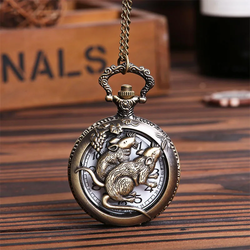 Pocket & Fob Watches Hollow Out Chinese Zodiac Animals Mouse Quartz Pocket Watches Vintage Fob Watches Gift for Men/Women Pocket & Fob Watches Hollow Out Chinese Zodiac Animals Mouse Quartz Pocket Watches Vintage Fob Watches Gift for Men/Women