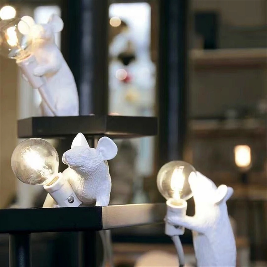 

Nordic Desk Lamp Mouse Resin EU/USA Plug Rat Table Lamp Light Desk Light Kids Gift Animal Table Light 1-5m Wire Luminaria Table