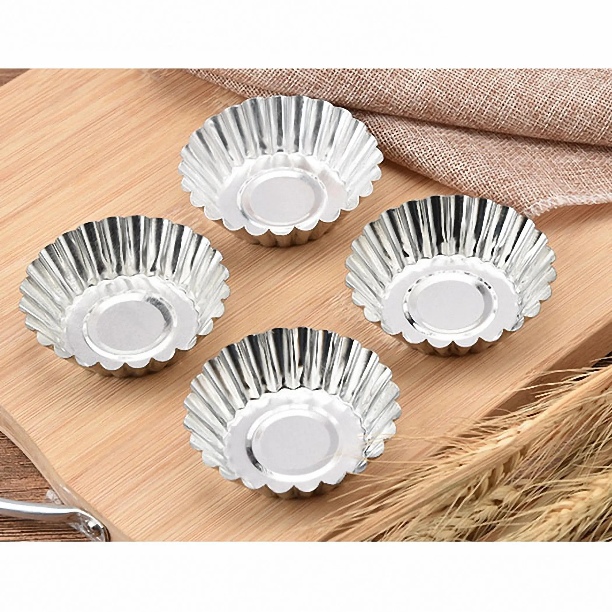 

Lots Aluminum Egg Tart Molds Cupcake Cookie Moulds Non-Stick Reusable Muffin Cup