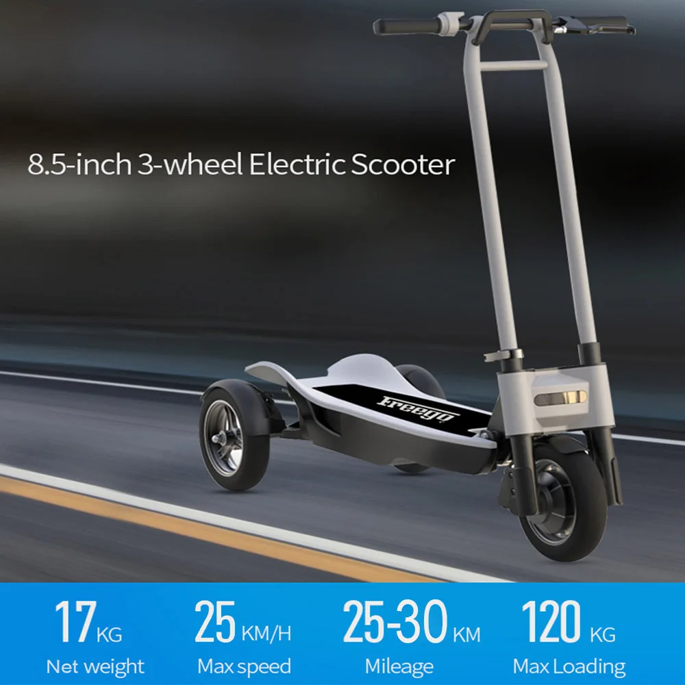 

Big Promotion Freego ES-10T 3 Wheels Electric Scooters 8.5inch Rubber Tire 10.4Ah Battery Folding Electric Scooter Free shipping