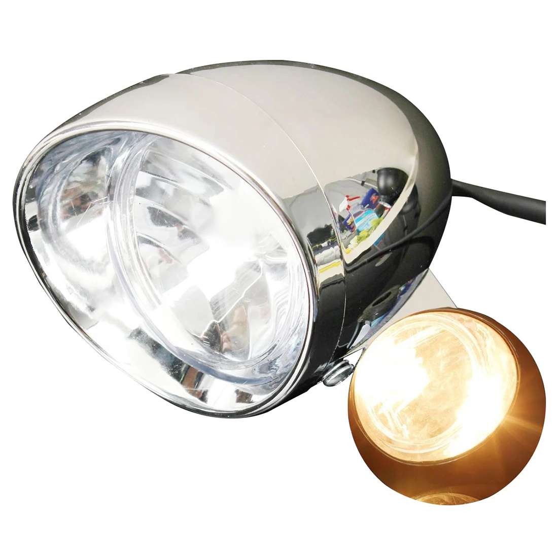 

4″ Motorcycle Bike Chrome Bullet Headlight Spot Fog Lamp Bulb For Harley Chopper