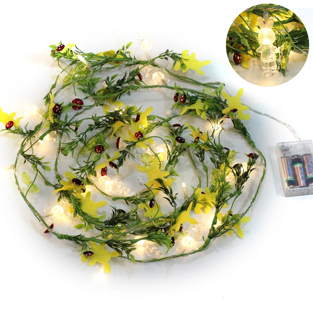

Easter Transparent Acrylic Green Leaf Cane Warm White Light String Indoor Transparent Line LED Simulation Plant Light String