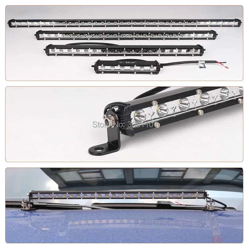 

1PC Durable Waterproof Single Row Ultra-thin LED Light Bar with Both Side Bracket Universal for SUV, ATV, UTV, 4 x 4, Sand rails