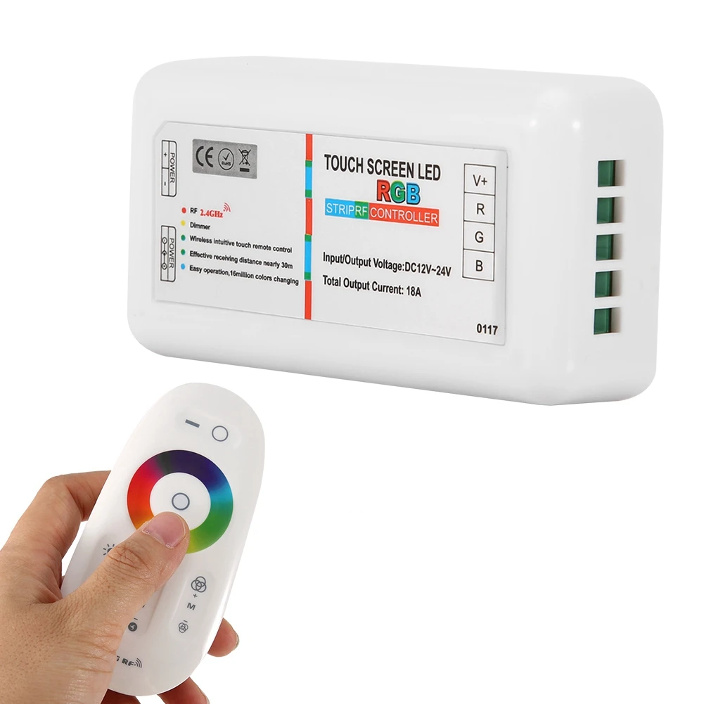 

DC12-24V 2.4G Colorful LED Light Strip Controller Wireless Remote Control for RGB RGBW