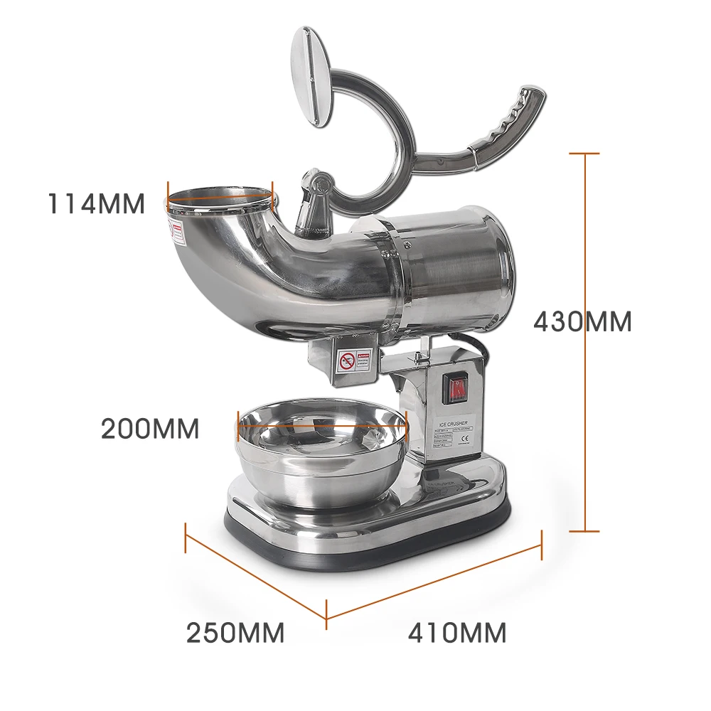 ITOP Electric Ice Crusher Shaver Machine Snow Cone Maker Stainless Steel Smoothie Sundaes Ice Cream Cocktails Maker CE