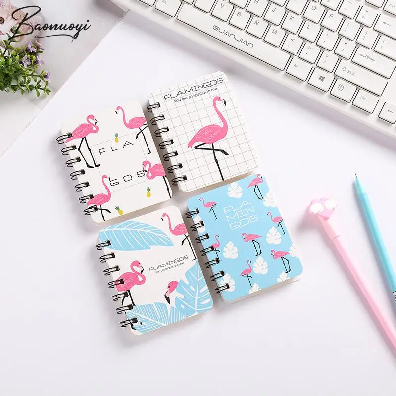 Kawaii Spiral Notebook A6 дневник с фламинго карманная книга офисные школьные