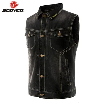 

SCOYCO Denim Motorcycle Rider Vest Protective Retro Vest Back Guard Casual Motorcycle Clothing Vintage Uniform JK57