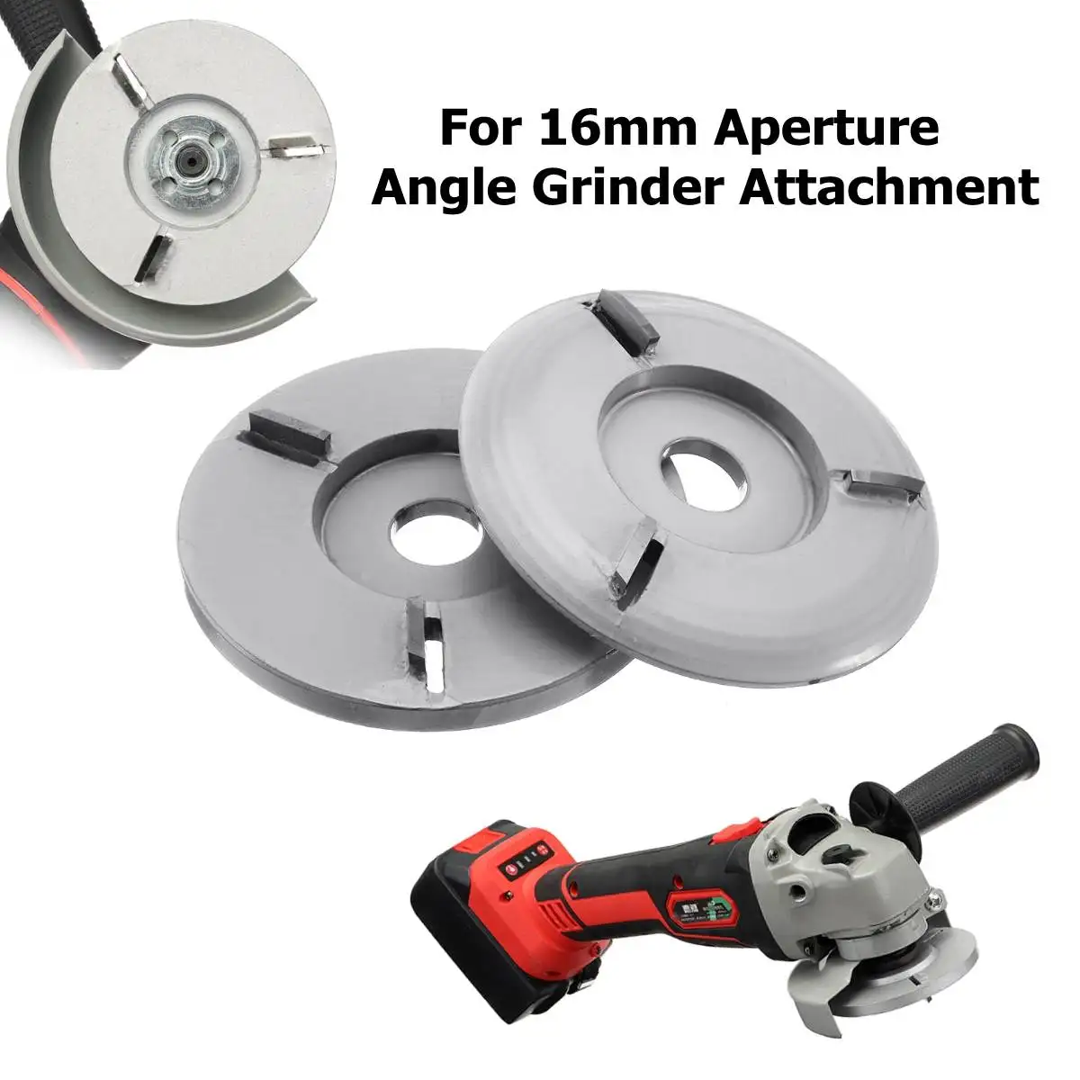 90mm Diameter 16mm Bore Silver Power Wood Carving Disc Angle Grinder