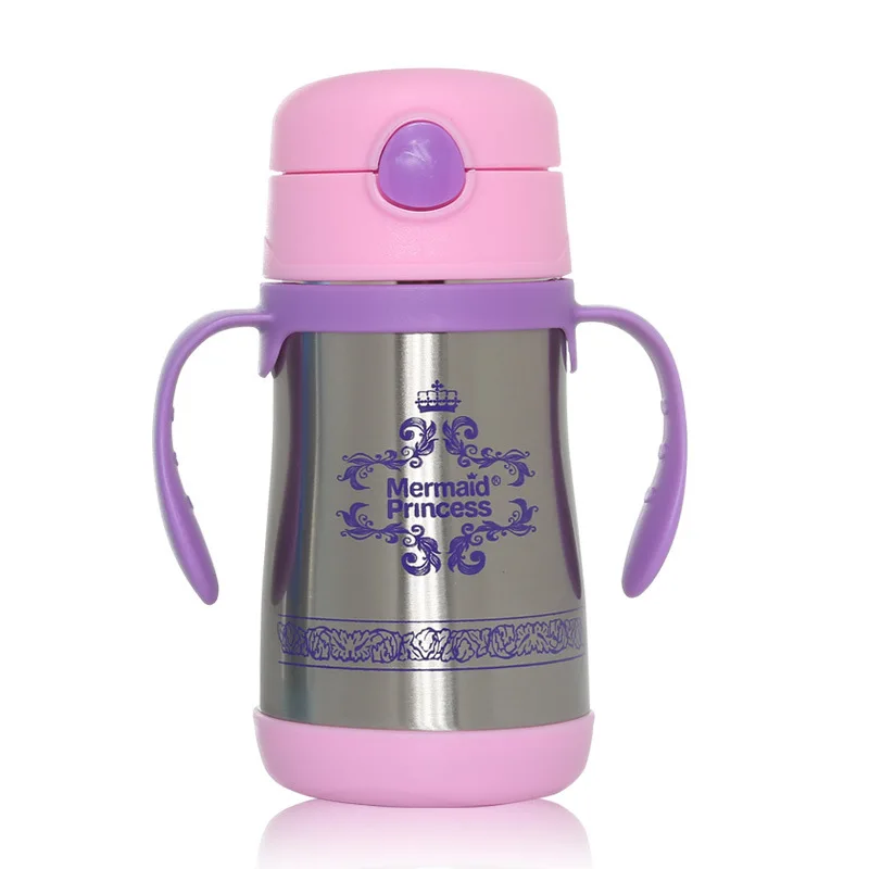 

Originality Children Stainless Steel Heat Preservation Cup Straw Cup Bring Handle Study Drink Cup Baby