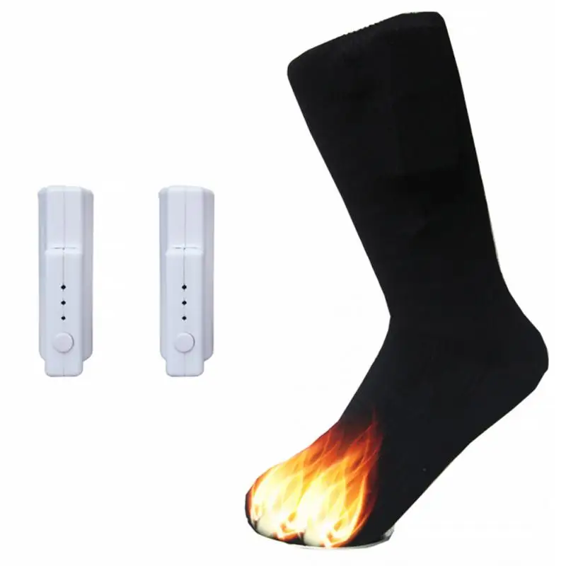 1 Pair 3.7V USB Heated Socks Carbon Fiber Electric Heating Socks for