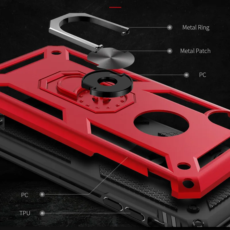 غلاف واقي مضاد للصدمات Kickstand الهاتف حقيبة لهاتف أي فون XR XS ماكس X 6 6 S 7 8 زائد الاصبع رنين مغناطيسي حامل مكافحة الخريف لينة حافة غطاء