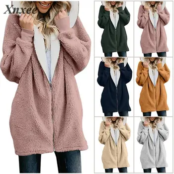 

Women's Jackets Winter Coat Women Cardigans Ladies Warm Jumper Fleece Faux Fur Coat Hoodie Outwear Plus size 5XL