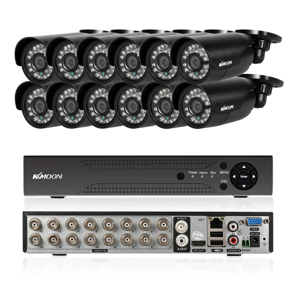 

KKmoon 16CH 1080P 5-in-1 Digital Video Recorder +12*720P AHD IR CCTV Camera +12*60ft Surveillance Cable for CCTV Security System