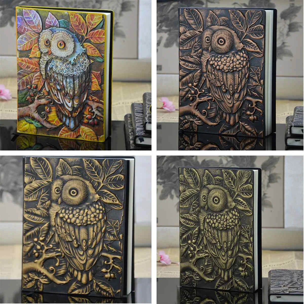 

Embossed Leather Notebook Travel Journal Vintage Handcraft Diary Notebook Owl Bible Book Planner School Office Supply Gift