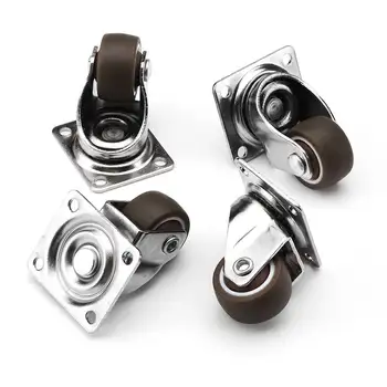 

4pcs 1 Inch Mute TPR Universal Wheels Mini Casters Single Load 20kg for Furniture Bookcase Drawer