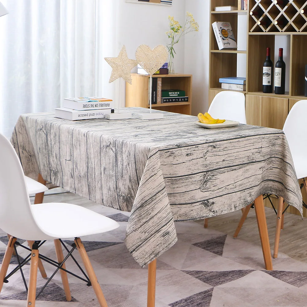 

Rectangle Table Cloth Cotton Linen Wrinkle Free Anti-Fading Tablecloths Washable Dust-Proof Table Cover For Kitchen Garden