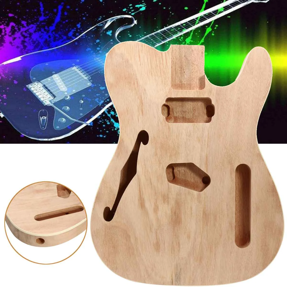 

New DIY Electric Guitar Mahogany Wood Body Telecaster Thinline Style Body Part Single F Hole Musical for Electric guitars