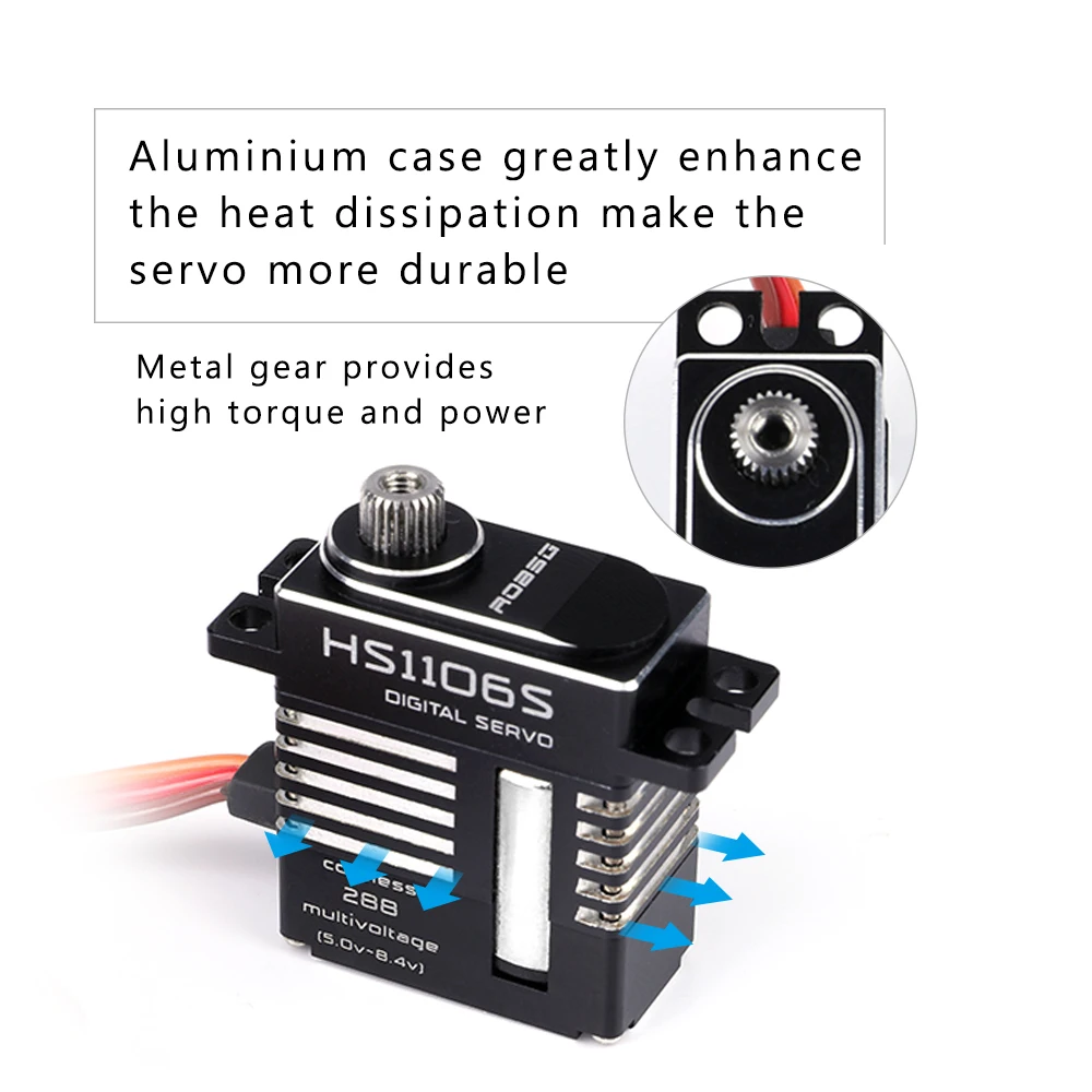

HS1106S Metal Gear Digital Servo High Torque 10.5KG for RC 450 500 Helicopter Fixed-wing Robot, Helicopter Airplane,Fixed-wing
