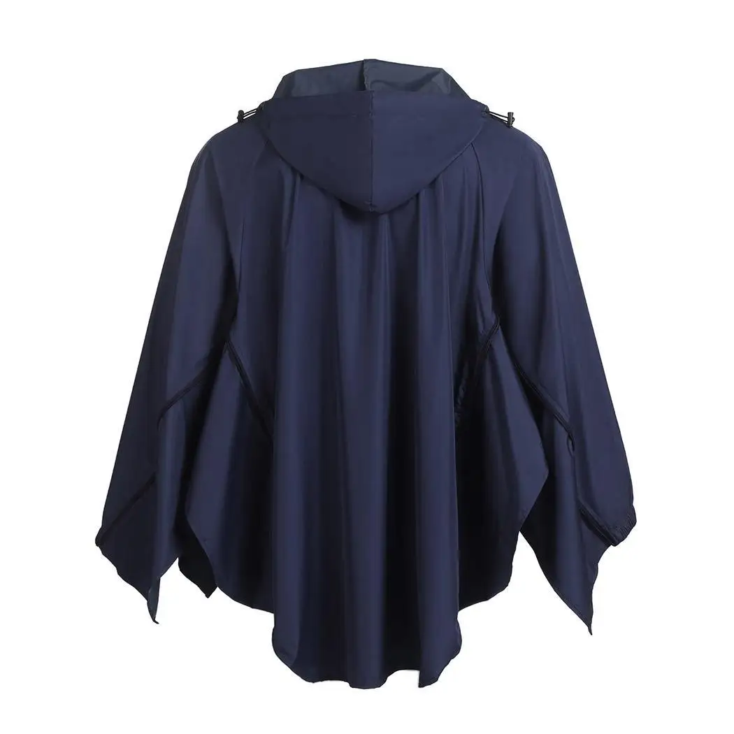 Для мужчин отложной воротник Drawstring Hood с длинным рукавом боковой молнией до дождя