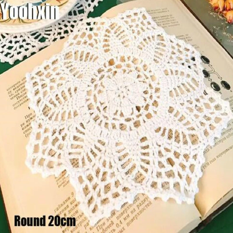 

Lace Handmade Cotton Placemat Drink Cup Coffee Coaster Tea Mug Kitchen Table Place Mat Cloth Crochet Christmas Doily Dining Pad