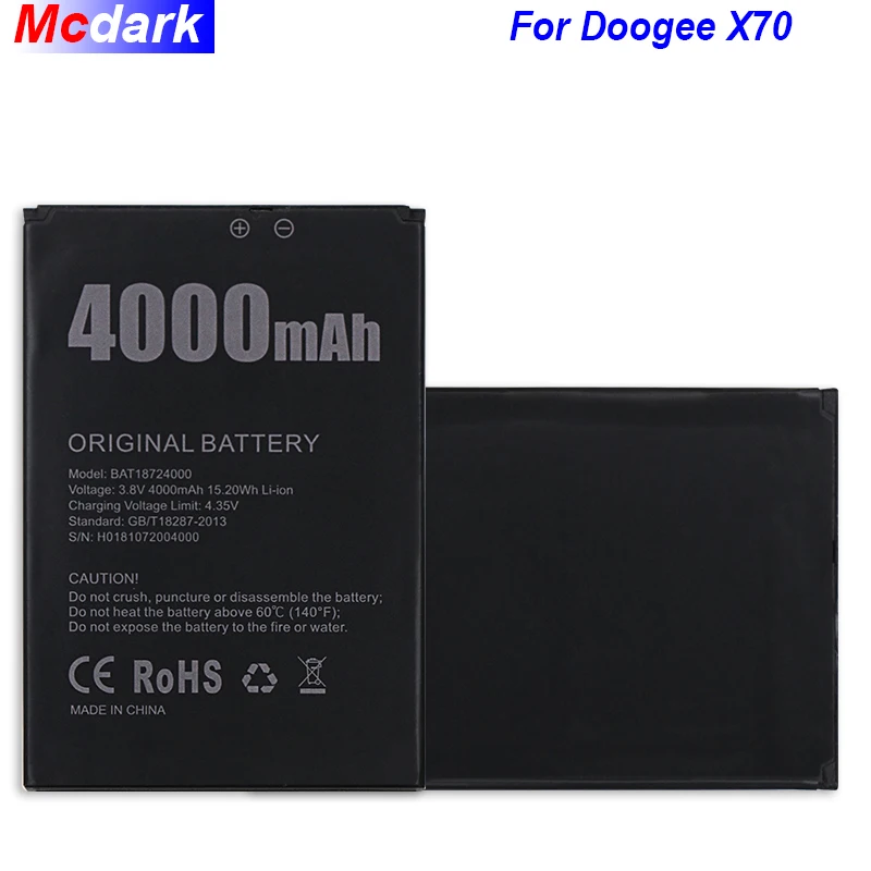 

Mcdark 4000mAh High Quality Replacement Battery For Doogee X70 BAT18724000 Batterie Accumulator AKKU ACCU PIL Mobile Phone