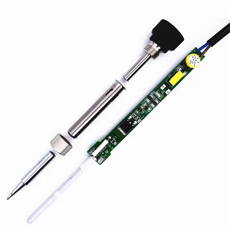 Eu Plug,60W 220V Electric Soldering Iron Kit With Power Switch Adjustable Temperature Knob Welding Tool