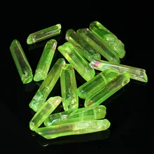 50 г натурально чистый титан Покрытие зеленый кварц Кристал острый палочка Исцеляющие камни для домашнего подарка ремесло декоративное украшение