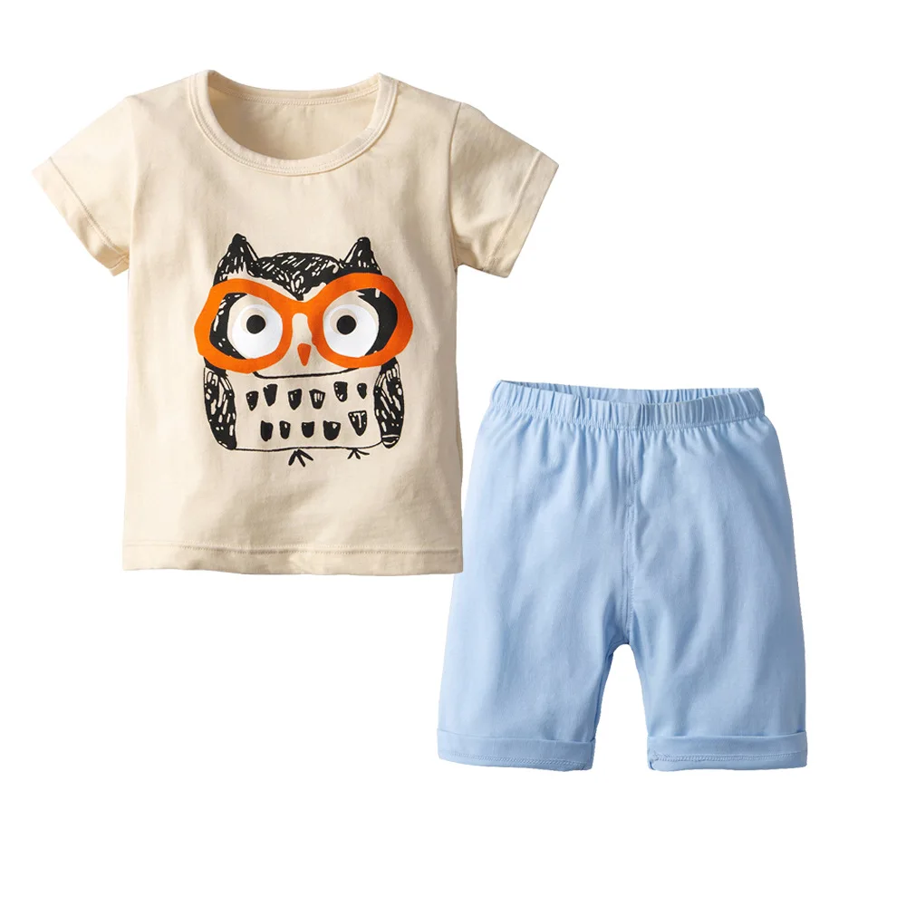 

VTOM Summer Baby Boys Clothes Infant Children Sets For Boys Short Sleeve T-Shirts + Blue Solid Pants 2PCS Sets Clothes XN42