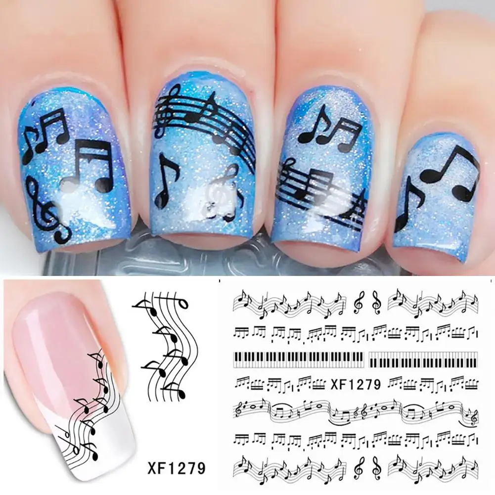 

Fashion Musical Note Lady DIY Nail Art Sticker Water Transfer Decal Charm Gift