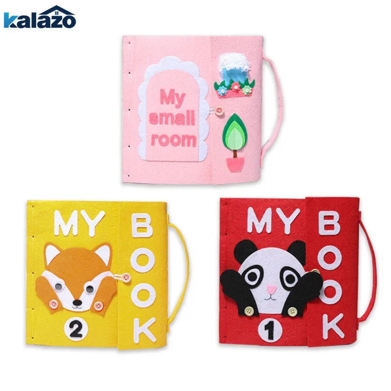

1pc cute cartoon animal pattern Handmade Felt Quiet Books Baby Early Cognitive Kid Felt DIY Package children toys gift