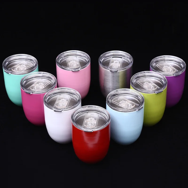 10OZ Egg Shaped Wine Cup 304 Stainless Steel Vacuum Flasks Coffee Mug with Lid Wine Beer Cup