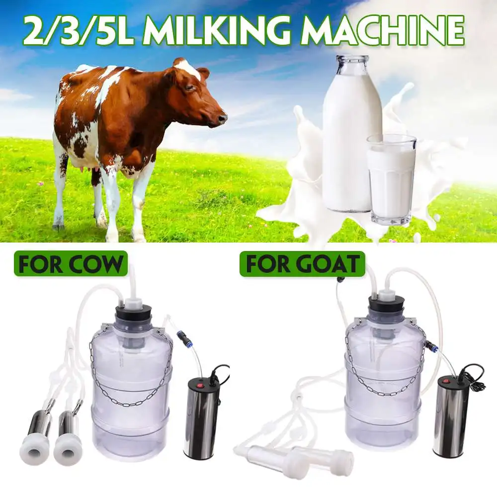 2L/3L/5L 24 Вт коровья Коза Электрический доильный аппарат Овцы Milker двойной вакуумный насос ведро безопасности продуктов питания пластиковые доильные машины