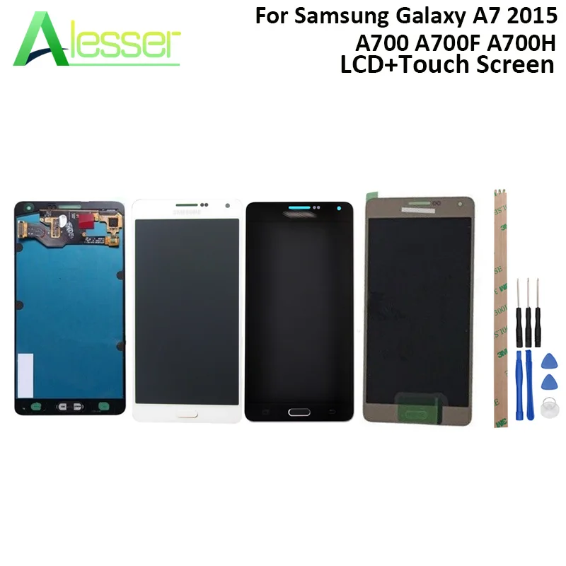 

Alesser For Samsung Galaxy A7 2015 A700 LCD A700F A700H Display And Touch Screen Screen Digitizer Adjust Brightness With Tools