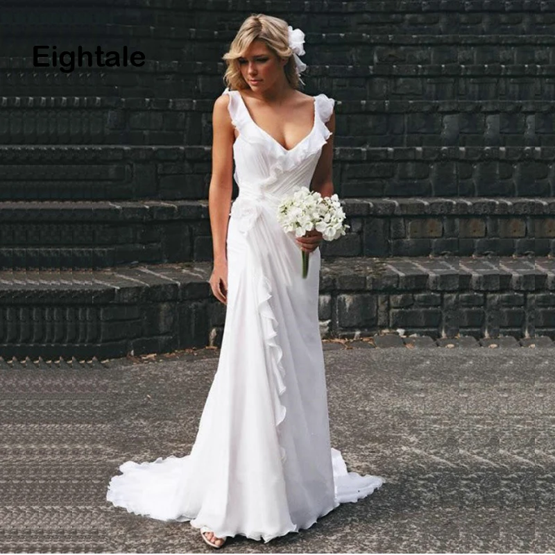 Eightale Beach Wedding Dresses Plus Size Bridal Dresses Chiffon