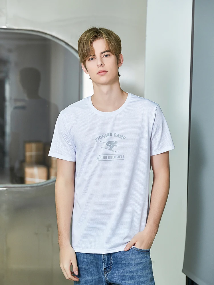 بايونير مخيم الصيف الرجال سريعة الجافة القمصان الغولف الرياضة تشغيل التزلج عارضة المطبوعة الملابس اللياقة البدنية شبكة قصيرة الأكمام ل الذ...