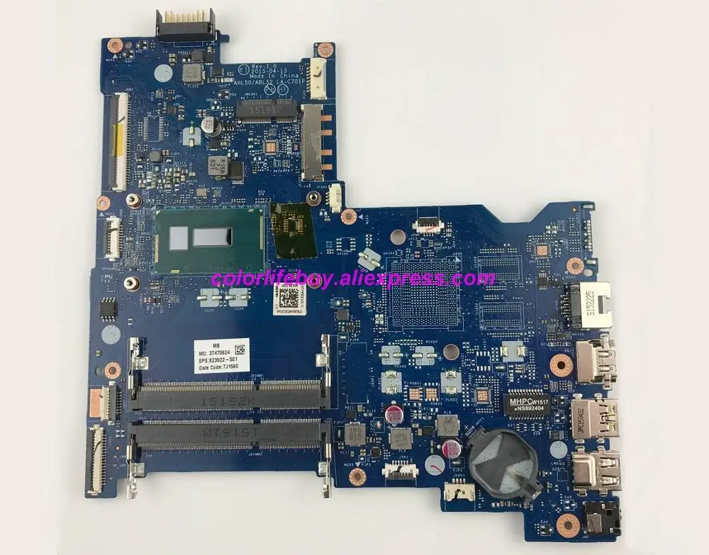 

Genuine 823922-501 823922-001 823922-601 UMA 3825U CPU LA-C701P Motherboard Mainboard for HP 15-AC Series 15T-AC000 NoteBook PC