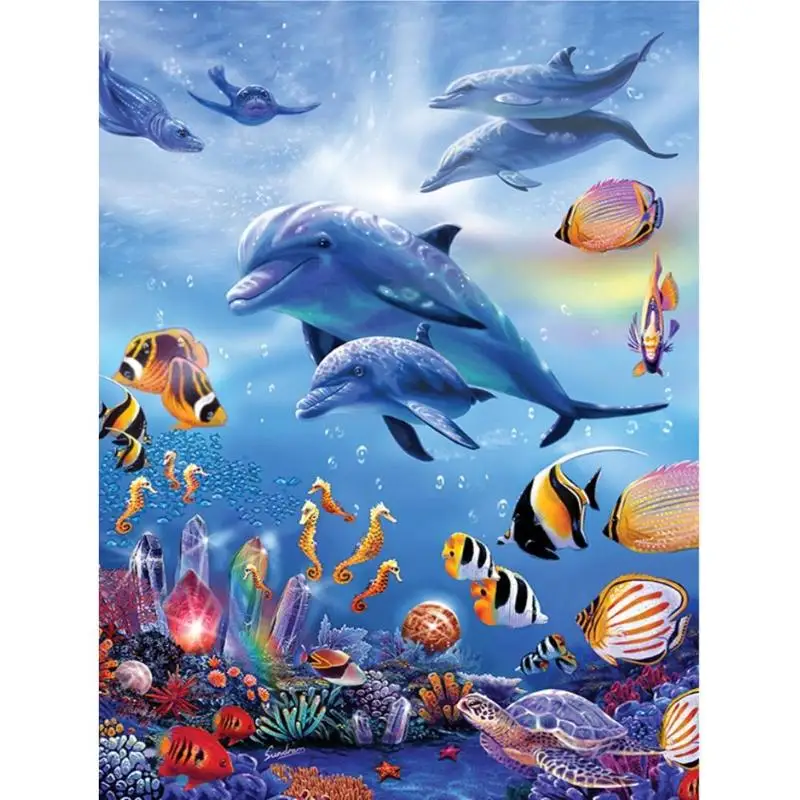 5D Sea World Dolphin Алмазная вышивка Набор для творчества круглая стразы вышивки