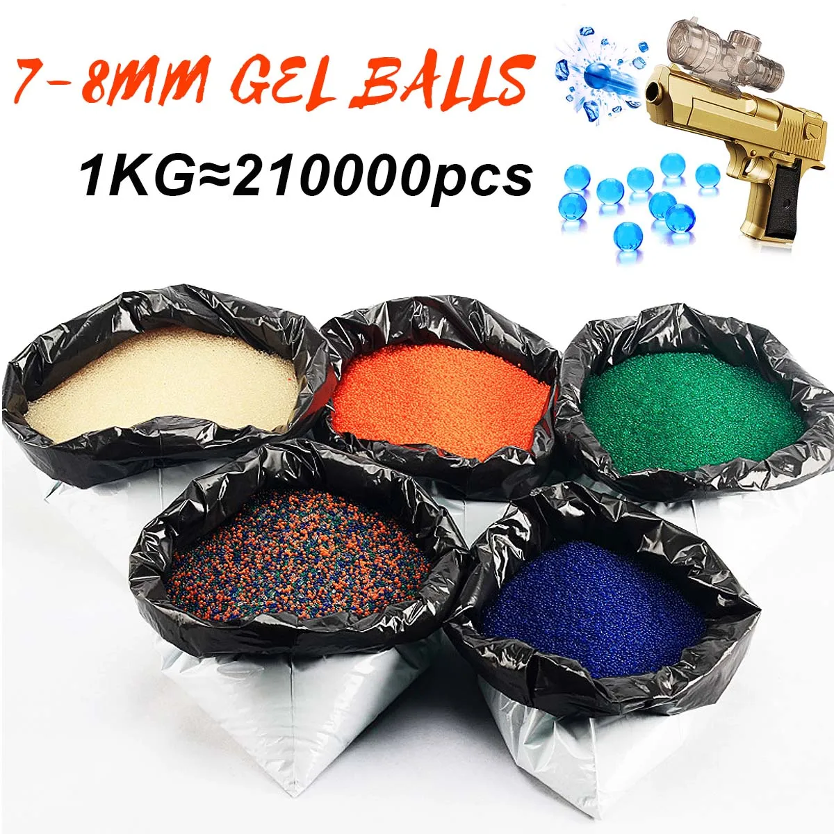 1KG Lot Bullet 7 8mm Gel Balls Ammo Crystal Water Bead Gel For Water