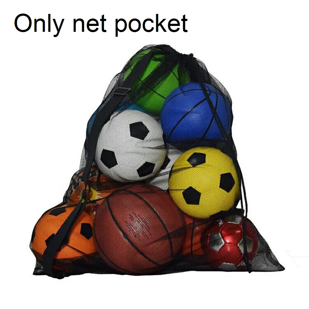 

Black Outdoor Mesh Bag Large Capacity Football Storage Portable Carry Training Equipment Organizer Drawstring Basketball Sports~