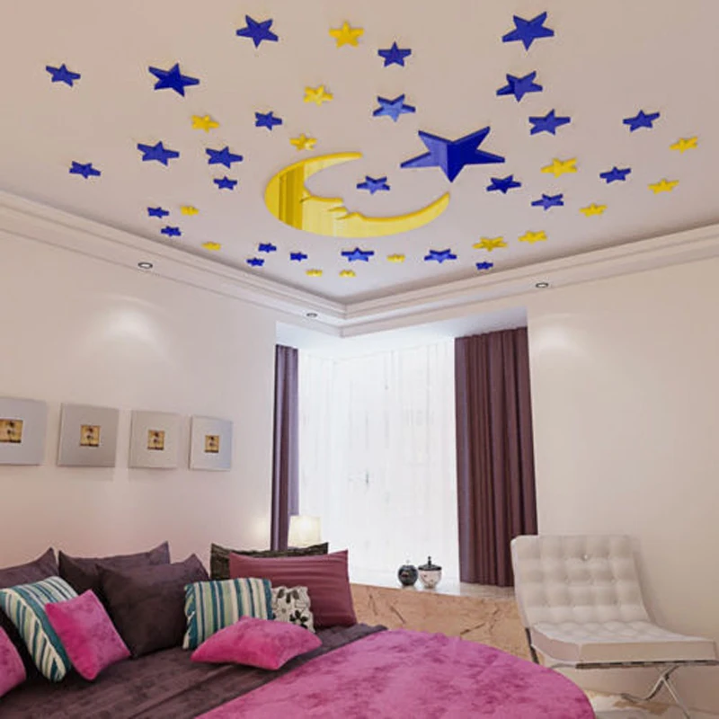 

Brand New Style Star Moon Crystal Acrylic 3D Wall Sticker Children Room Decoration Stickers