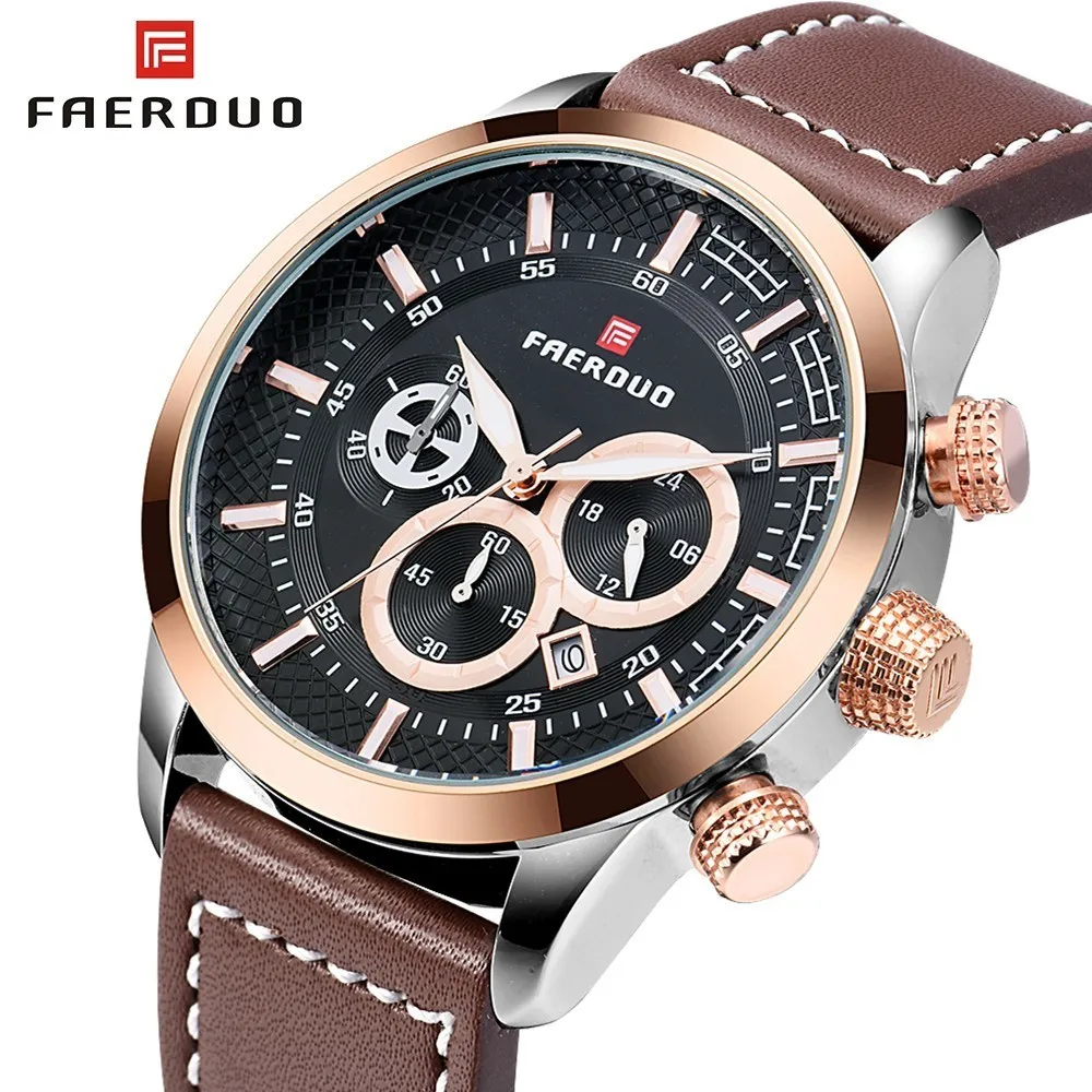 FAERDUO Men's Watch 2019 New Original Brand Watch Men Fashion Quartz Waterproof Chronograph Watches Wrist Watch Military Clock FAERDUO Men's Watch 2019 New Original Brand Watch Men Fashion Quartz Waterproof Chronograph Watches Wrist Watch Military Clock