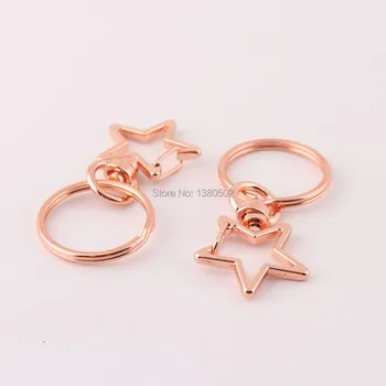 

10pcs/lot Top Quality Rose Gold Color Star Shape Metal Lobster Clasp Swivel Snap Hooks with Key ring